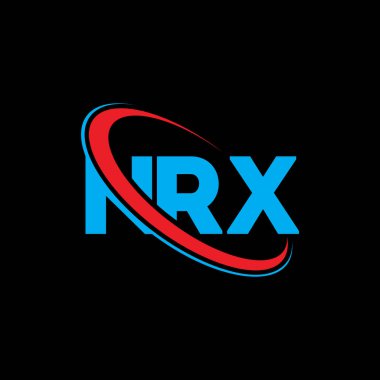 NRX logosu. NRX mektubu. NRX harfli logo tasarımı. Çember ve büyük harfli monogram logosuna bağlı baş harfler NRX logosu. Teknoloji, iş ve emlak markası için NRX tipografisi.