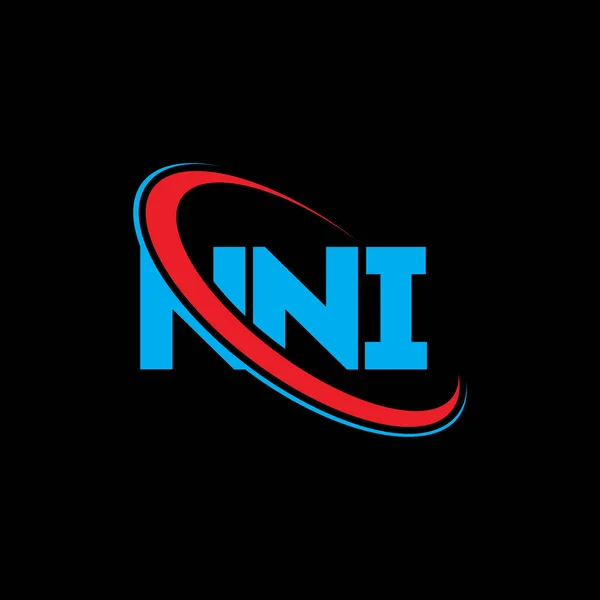 Nni Logosu Nni Mektubu Nni Harf Logosu Tasarımı Çember Büyük — Stok Vektör