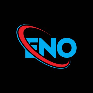 ENO logosu. ENO mektubu. ENO harf logosu tasarımı. Çember ve büyük harfli monogram logosuna bağlı baş harfler ENO logosu. Teknoloji, iş ve emlak markası için ENO tipografisi.