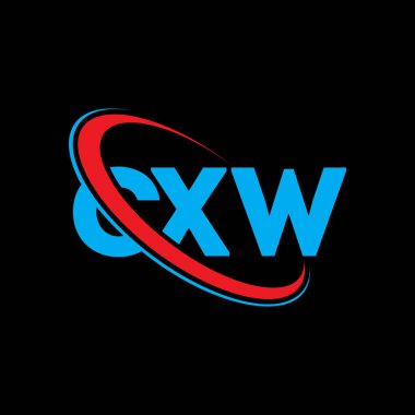 CXW logosu. CXW mektubu. CXW harf logosu tasarımı. Çember ve büyük harfli monogram logosuna bağlı baş harfler. Teknoloji, iş ve emlak markası için CXW tipografisi.