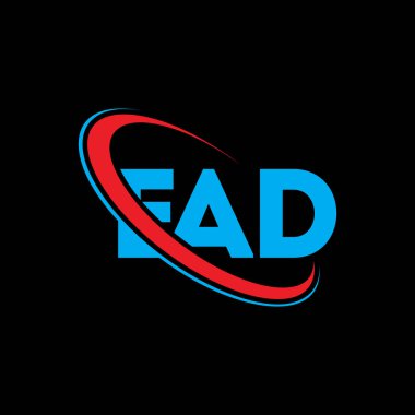 EAD logosu. EAD mektubu. EAD harfi logo tasarımı. Çember ve büyük harfli monogram logosuna bağlı EAD logosu. Teknoloji, iş ve emlak markası için EAD tipografisi.