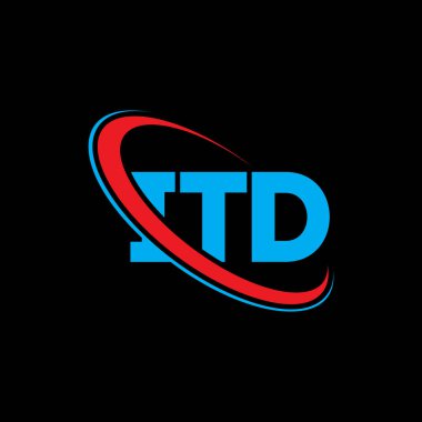 ITD logosu. ITD mektubu. ITD mektup logosu tasarımı. Çember ve büyük harfli monogram logosuna bağlı ilk ITD logosu. Teknoloji, iş ve emlak markası için ITD tipografisi.