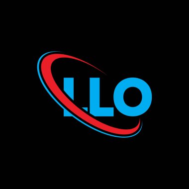 LLO logosu. LLO mektubu. LLO harf logosu tasarımı. Çember ve büyük harfli monogram logosuna bağlı ilk LLO logosu. Teknoloji, iş ve emlak markası için LLO tipografisi.