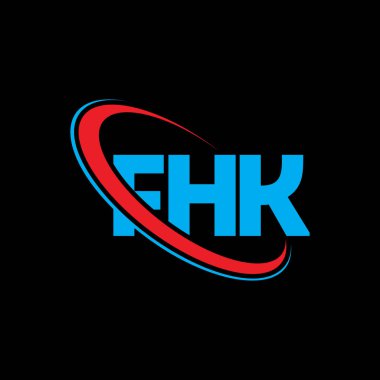 FHK logosu. FHK mektubu. FHK mektup logosu tasarımı. Çember ve büyük harfli monogram logosuna bağlı FHK logosu. Teknoloji, iş ve emlak markası için FHK tipografisi.