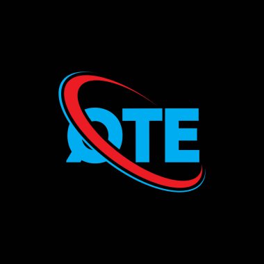 QTE logosu. QTE mektubu. QTE harf logo tasarımı. Çember ve büyük harfli monogram logosuna bağlı QTE logosu. Teknoloji, iş ve emlak markası için QTE tipografisi.