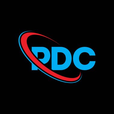 PDC logosu. PDC mektubu. PDC mektup logosu tasarımı. Çember ve büyük harfli monogram logosuna bağlı PDC logosu. Teknoloji, iş ve emlak markası için PDC tipografisi.