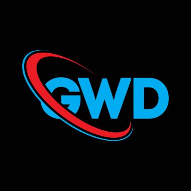 GWD logosu. GWD mektubu. GWD harf logosu tasarımı. Çember ve büyük harfli monogram logosuyla birleştirilmiş GWD logosu. Teknoloji, iş ve emlak markası için GWD tipografisi.