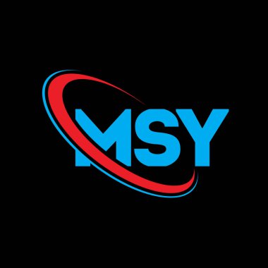 MSY logosu. MSY mektubu. MSY harf logosu tasarımı. Çember ve büyük harfli monogram logosuna bağlı baş harfler MSY logosu. Teknoloji, iş ve emlak markası için MSY tipografisi.