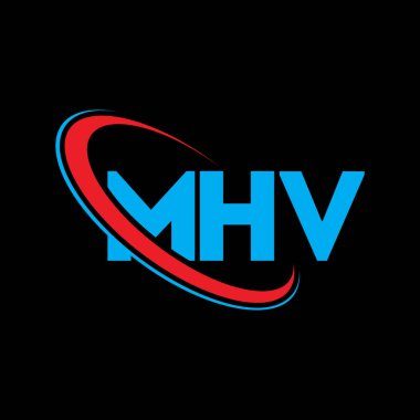 MHV logosu. MHV mektubu. MHV harf logosu tasarımı. Çember ve büyük harfli monogram logosuna bağlı baş harfler MHV logosu. Teknoloji, iş ve emlak markası için MHV tipografisi.