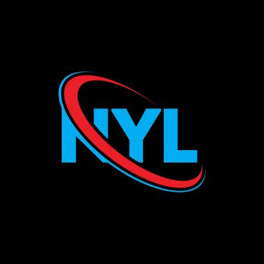 NYL logosu. NYL mektubu. NYL mektup logosu tasarımı. Çember ve büyük harfli monogram logosuna bağlı baş harfler NYL logosu. Teknoloji, iş ve emlak markası için NYL tipografisi.