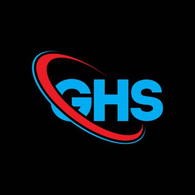 GHS logosu. GHS mektubu. GHS mektup logosu tasarımı. Çember ve büyük harfli monogram logosuyla birleştirilmiş GHS logosu. Teknoloji, iş ve emlak markası için GHS tipografisi.