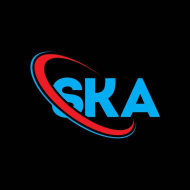 SKA logosu. SKA mektubu. SKA harf logosu tasarımı. Çember ve büyük harfli monogram logosuyla birleştirilmiş SKA logosu. Teknoloji, iş ve emlak markası için SKA tipografisi.