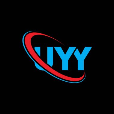 UYY logosu. UYY mektubu. UYY harf logosu tasarımı. Çember ve büyük harfli monogram logosuyla birleştirilmiş UYY logosu. Teknoloji, iş ve emlak markası için UYY tipografisi.