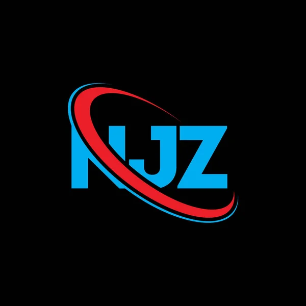 Njz Logosu Njz Mektubu Njz Harf Logosu Tasarımı Çember Büyük — Stok Vektör