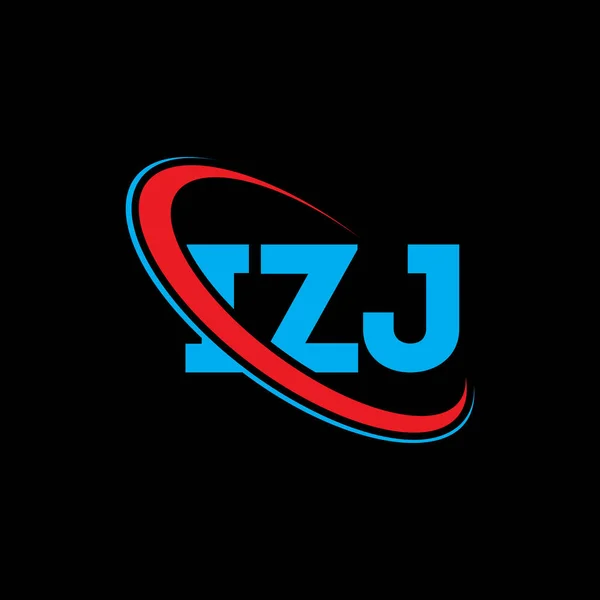 Izj Logosu Izj Mektubu Izj Harf Logosu Tasarımı Daire Büyük — Stok Vektör