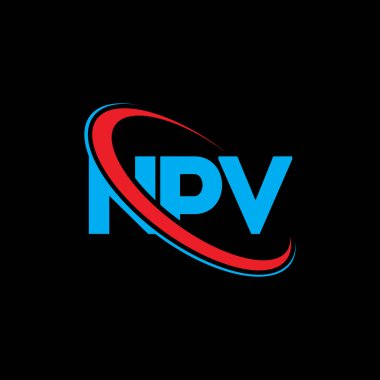 NPV logosu. NPV mektubu. NPV harf logosu tasarımı. Çember ve büyük harfli monogram logosuna bağlı NPV logosu. Teknoloji, iş ve emlak markası için NPV tipografisi.