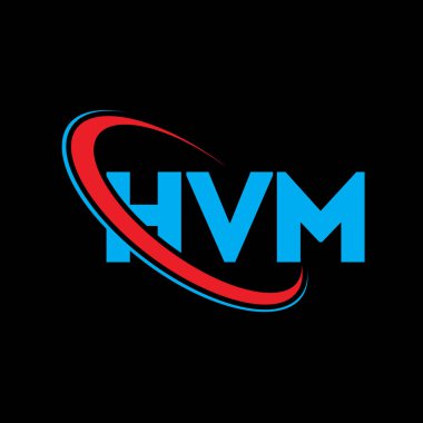 HVM logosu. HVM mektubu. HVM harf logosu tasarımı. Çember ve büyük harfli monogram logosuna bağlı HVM logosu. Teknoloji, iş ve emlak markası için HVM tipografisi.