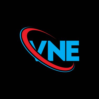 VNE logosu. VNE mektubu. VNE mektup logosu tasarımı. Çember ve büyük harfli monogram logosuna bağlı baş harfler VNE logosu. Teknoloji, iş ve emlak markası için VNE tipografisi.