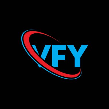 VFY logosu. VFY mektubu. VFY harf logosu tasarımı. Çember ve büyük harfli monogram logosuna bağlı VFY logosu. Teknoloji, iş ve emlak markası için VFY tipografisi.