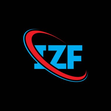 IZF logosu. IZF mektubu. IZF mektup logosu tasarımı. Daireye ve büyük harfli monogram logosuna bağlı ilk ismimiz IZF logosu. Teknoloji, iş ve emlak markası için IZF tipografisi.