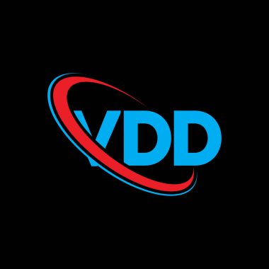 VDD logosu. VDD mektubu. VDD harf logosu tasarımı. Çember ve büyük harfli monogram logosuna bağlı VDD logosu. Teknoloji, iş ve emlak markası için VDD tipografisi.