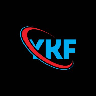 YKF logosu. YKF mektubu. YKF harf logosu tasarımı. Çember ve büyük harfli monogram logosuyla birleştirilmiş YKF logosu. Teknoloji, iş ve emlak markası için YKF tipografisi.