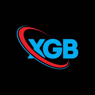 XGB logosu. XGB mektubu. XGB harf logosu tasarımı. Çember ve büyük harfli monogram logosuna bağlı XGB logosu. Teknoloji, iş ve emlak markası için XGB tipografisi.