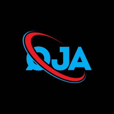 QJA logosu. QJA mektubu. QJA harf logosu tasarımı. Çember ve büyük harfli monogram logosuna bağlı baş harfler QJA logosu. Teknoloji, iş ve emlak markası için QJA tipografisi.