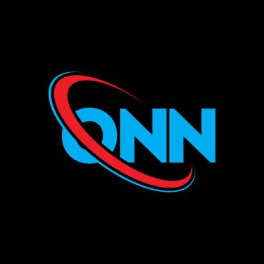 ONN logosu. ONN mektubu. ONN harf logosu tasarımı. Çember ve büyük harfli monogram logosuna bağlı ONN logosu. ONN teknoloji, iş ve gayrimenkul markası tipografisi.