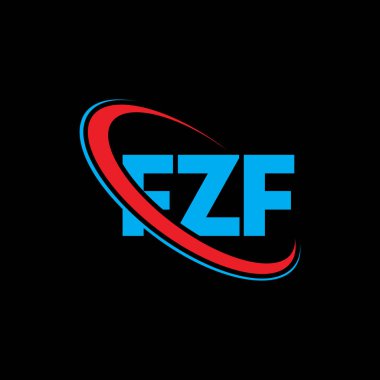 FZF logosu. FZF mektubu. FZF harf logosu tasarımı. Çember ve büyük harfli monogram logosuna bağlı FZF logosu. Teknoloji, iş ve emlak markası için FZF tipografisi.