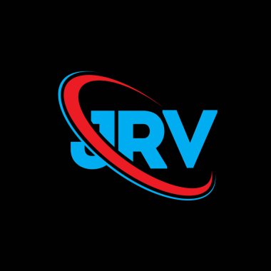 JRV logosu. JRV mektubu. JRV mektup logosu tasarımı. Çember ve büyük harfli monogram logosuna bağlı JRV logosu. Teknoloji, iş ve emlak markası için JRV tipografisi.