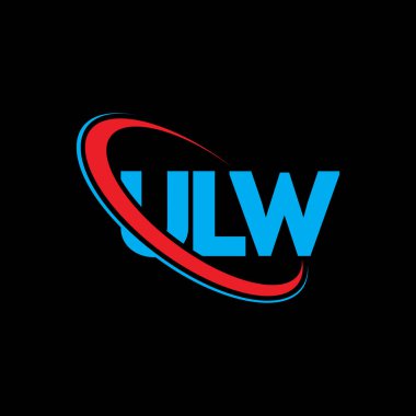 ULW logosu. ULW mektubu. ULW harf logosu tasarımı. Çember ve büyük harfli monogram logosuna bağlı ULW logosu. Teknoloji, iş ve emlak markası için ULW tipografisi.
