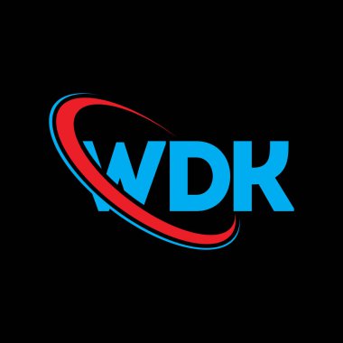 WDK logosu. WDK mektubu. WDK mektup logosu tasarımı. Çember ve büyük harfli monogram logosuna bağlı WDK logosu. WDK teknoloji, iş ve emlak markası tipografisi.