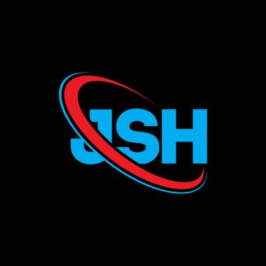 JSH logosu. JSH mektubu. JSH harf logosu tasarımı. Çember ve büyük harfli monogram logosuyla birleştirilmiş JSH logosu. Teknoloji, iş ve emlak markası için JSH tipografisi.