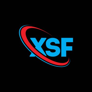 XSF logosu. XSF mektubu. XSF harf logosu tasarımı. Çember ve büyük harfli monogram logosuna bağlı XSF logosu. Teknoloji, iş ve emlak markası için XSF tipografisi.