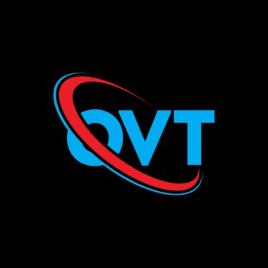 OVT logosu. OVT mektubu. OVT harf logosu tasarımı. Çember ve büyük harfli monogram logosuna bağlı baş harfler OVT logosu. Teknoloji, iş ve emlak markası için OVT tipografisi.