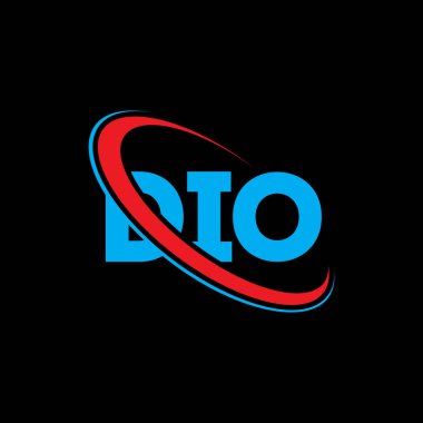 DIO logosu. DIO mektubu. DIO harf logosu tasarımı. Çember ve büyük harfli monogram logosuna bağlı ilk DIO logosu. Teknoloji, iş ve emlak markası için DIO tipografisi.