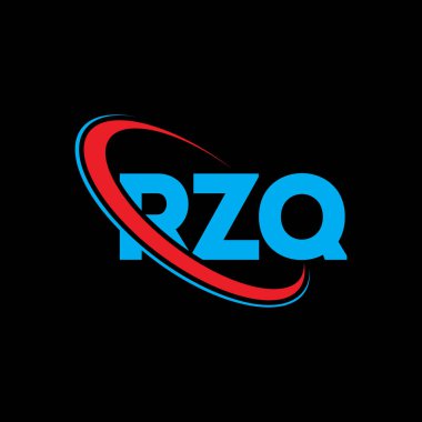 RZQ logosu. RZQ harfi. RZQ harfli logo tasarımı. Çember ve büyük harfli monogram logosuna bağlı RZQ logosu. Teknoloji, iş ve emlak markası için RZQ tipografisi.