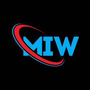 MIW logosu. MIW mektubu. MIW harf logosu tasarımı. Çember ve büyük harfli monogram logosuna bağlı MIW logosu. Teknoloji, iş ve emlak markası için MIW tipografisi.
