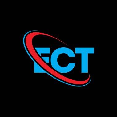 Elektroşok logosu. Elektroşok. Elektroşok mektup logosu tasarımı. Çember ve büyük harfli monogram logosuna bağlı baş harfler. Teknoloji, iş ve emlak markası için ECT tipografisi.