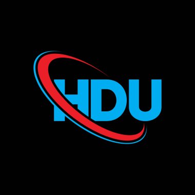 HDU logosu. HDU mektubu. HDU harf logosu tasarımı. Çember ve büyük harfli monogram logosuna bağlı HDU logosunun baş harfleri. Teknoloji, iş ve emlak markası için HDU tipografisi.