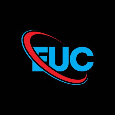EUC logosu. EUC mektubu. EUC mektup logosu tasarımı. Çember ve büyük harfli monogram logosuna bağlı baş harfler EUC logosu. Teknoloji, iş ve emlak markası için EUC tipografisi.