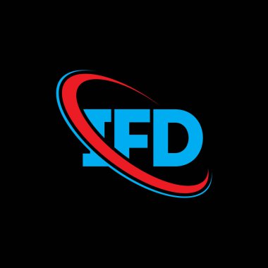 IFD logosu. IFD mektubu. IFD mektup logosu tasarımı. Çember ve büyük harfli monogram logosuna bağlı olan ilk IFD logosu. Teknoloji, iş ve emlak markası için IFD tipografisi.