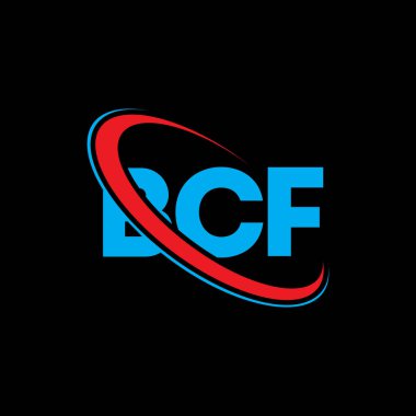 BCF logosu. BCF mektubu. BCF harf logosu tasarımı. Çember ve büyük harfli monogram logosuna bağlı baş harfler. Teknoloji, iş ve emlak markası için BCF tipografisi.