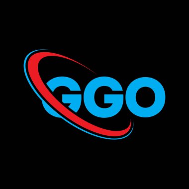 GGO logosu. GGO mektubu. GGO harfi logo tasarımı. Çember ve büyük harfli monogram logosuna bağlı GGO logosu. Teknoloji, iş ve emlak markası için GGO tipografisi.
