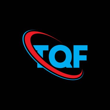 TQF logosu. TQF mektubu. TQF harf logosu tasarımı. Çember ve büyük harfli monogram logosuna bağlı baş harfler TQF logosu. Teknoloji, iş ve emlak markası için TQF tipografisi.