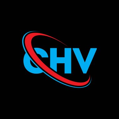 ChV logosu. CHV mektubu. CHV harf logosu tasarımı. Çember ve büyük harfli monogram logosuna bağlı baş harfler CHV logosu. Teknoloji, iş ve emlak markası için CHV tipografisi.