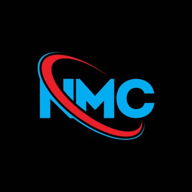 NMC logosu. NMC mektubu. NMC harf logosu tasarımı. Çember ve büyük harfli monogram logosuna bağlı baş harfler NMC logosu. Teknoloji, iş ve emlak markası için NMC tipografisi.