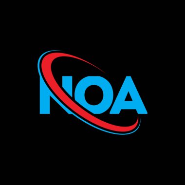 NOA logosu. NOA mektubu. NOA mektup logosu tasarımı. Çember ve büyük harfli monogram logosuna bağlı noa logosu. Teknoloji, iş ve emlak markası için NOA tipografisi.