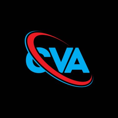 CVA logosu. CVA mektubu. CVA harf logosu tasarımı. Çember ve büyük harfli monogram logosuyla birleştirilmiş CVA logosu. Teknoloji, iş ve emlak markası için CVA tipografisi.